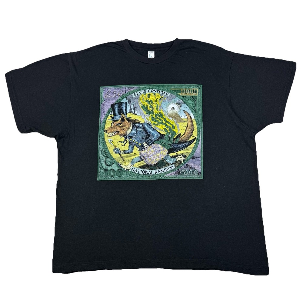 Elvis Costello National Ransom Wolf T‎ Shirt XL Black Band Music Tee Concert